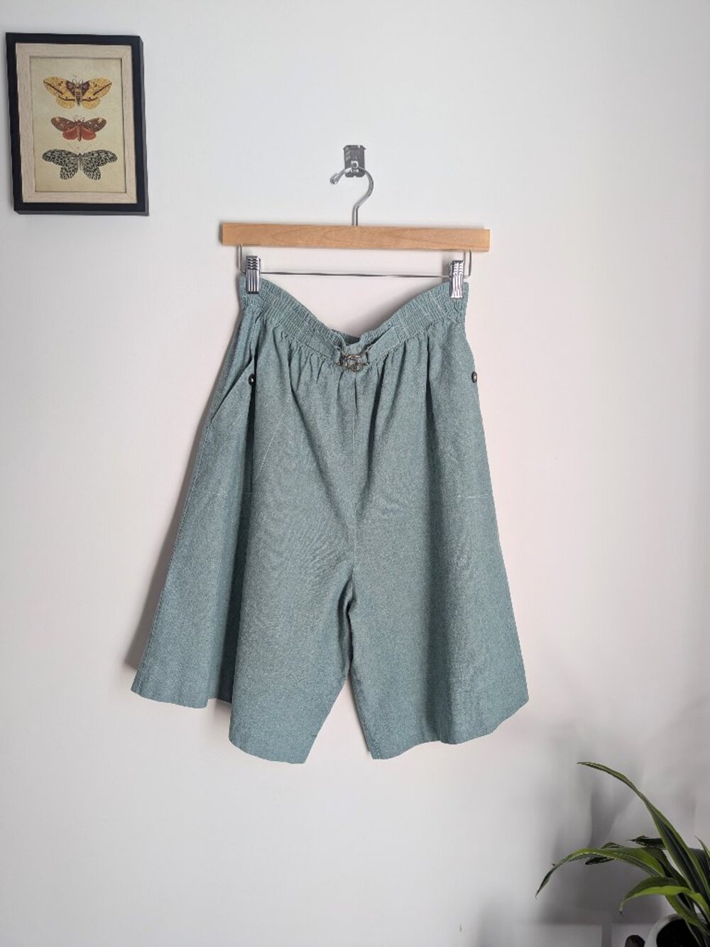 Vintage Cricket Lane Long Bermuda Shorts Cotton Teal Size 28